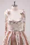 Silver Adjustable Straps A Line Short Metallic Homecoming Dress with Ruffles
