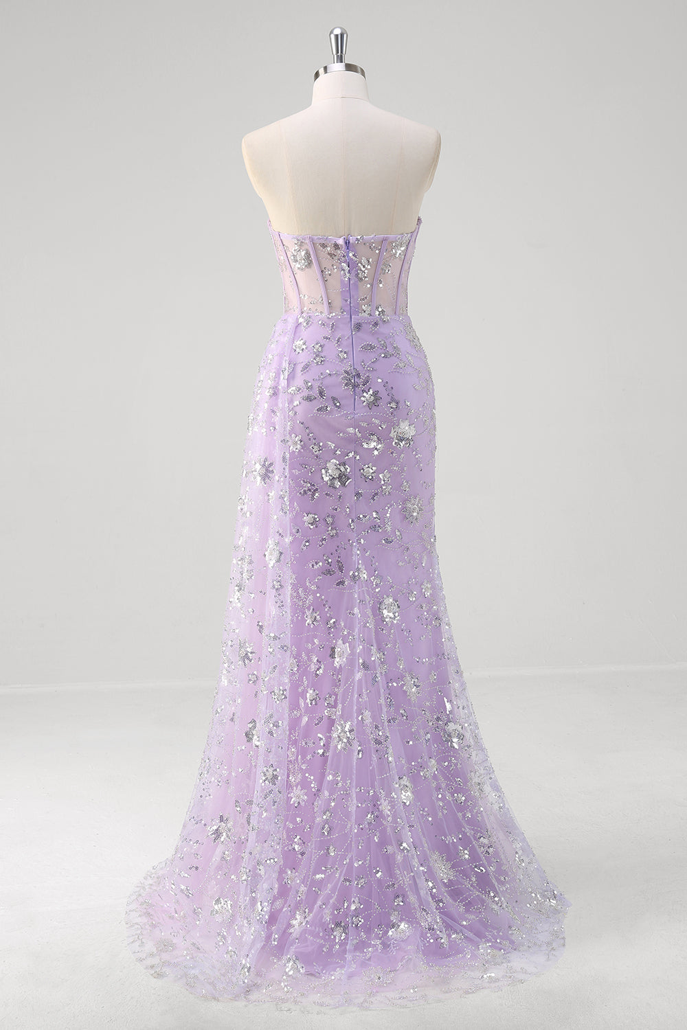 WEDTREND Women Glitter Long Prom Dress With Slit Mermaid Sweetheart Sequin Corset Light Purple Party Dress WEDTREND Women Glitter Long Prom Dress With Slit Mermaid Sweetheart Sequin Corset Light Purple Party Dress