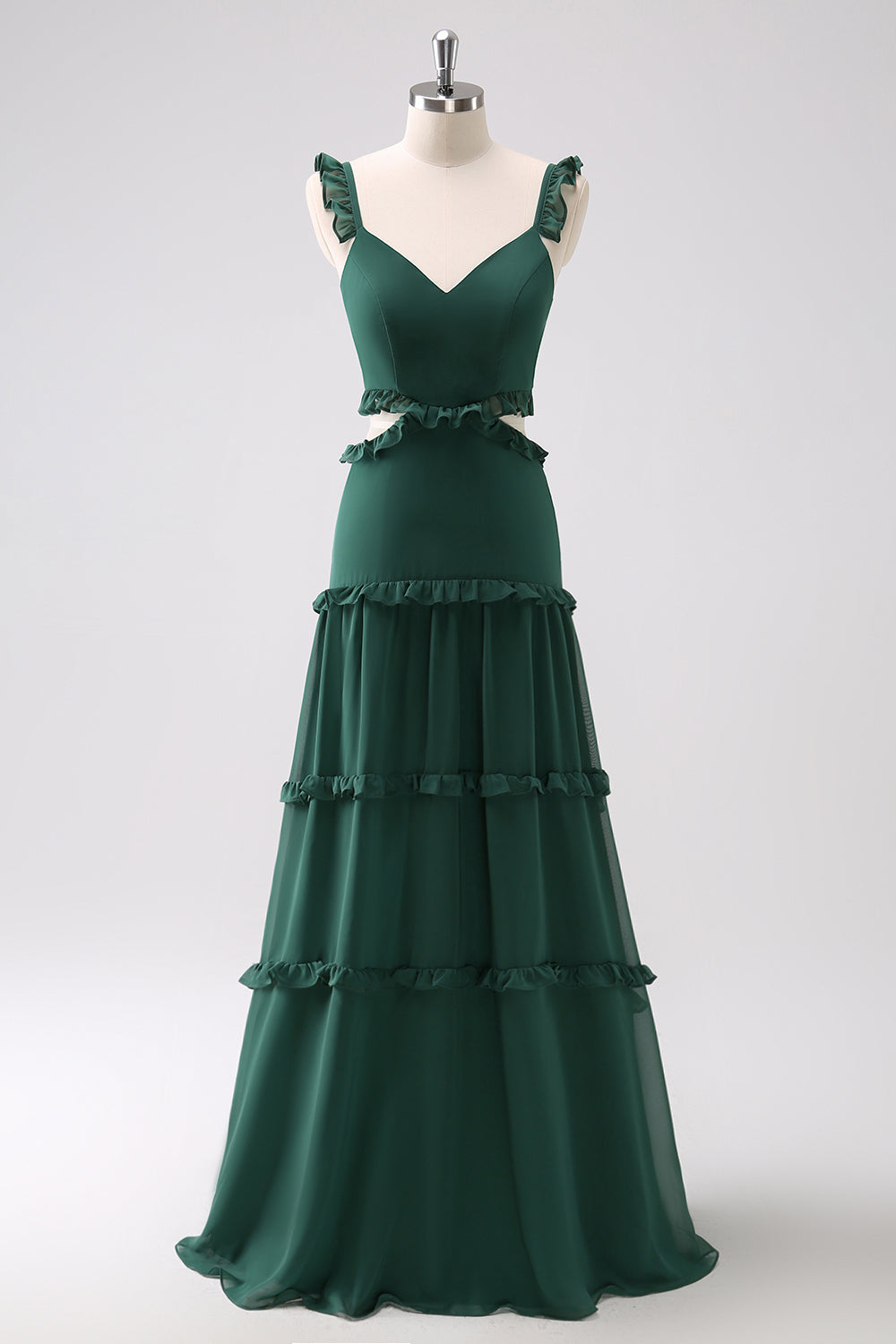 Wedtrend Women Dark Green Bridesmaid Dress A Line Hollow Out Chiffon Ruffle Floor Length Wedding Party Dress WEDTREND Wedtrend Women Dark Green Bridesmaid Dress A Line Hollow Out Chiffon Ruffle Floor Length Wedding Party Dress WEDTREND
