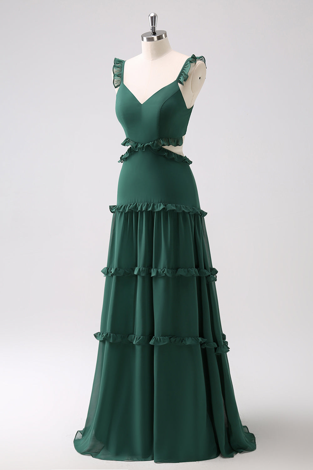 Wedtrend Women Dark Green Bridesmaid Dress A Line Hollow Out Chiffon Ruffle Floor Length Wedding Party Dress WEDTREND Wedtrend Women Dark Green Bridesmaid Dress A Line Hollow Out Chiffon Ruffle Floor Length Wedding Party Dress WEDTREND