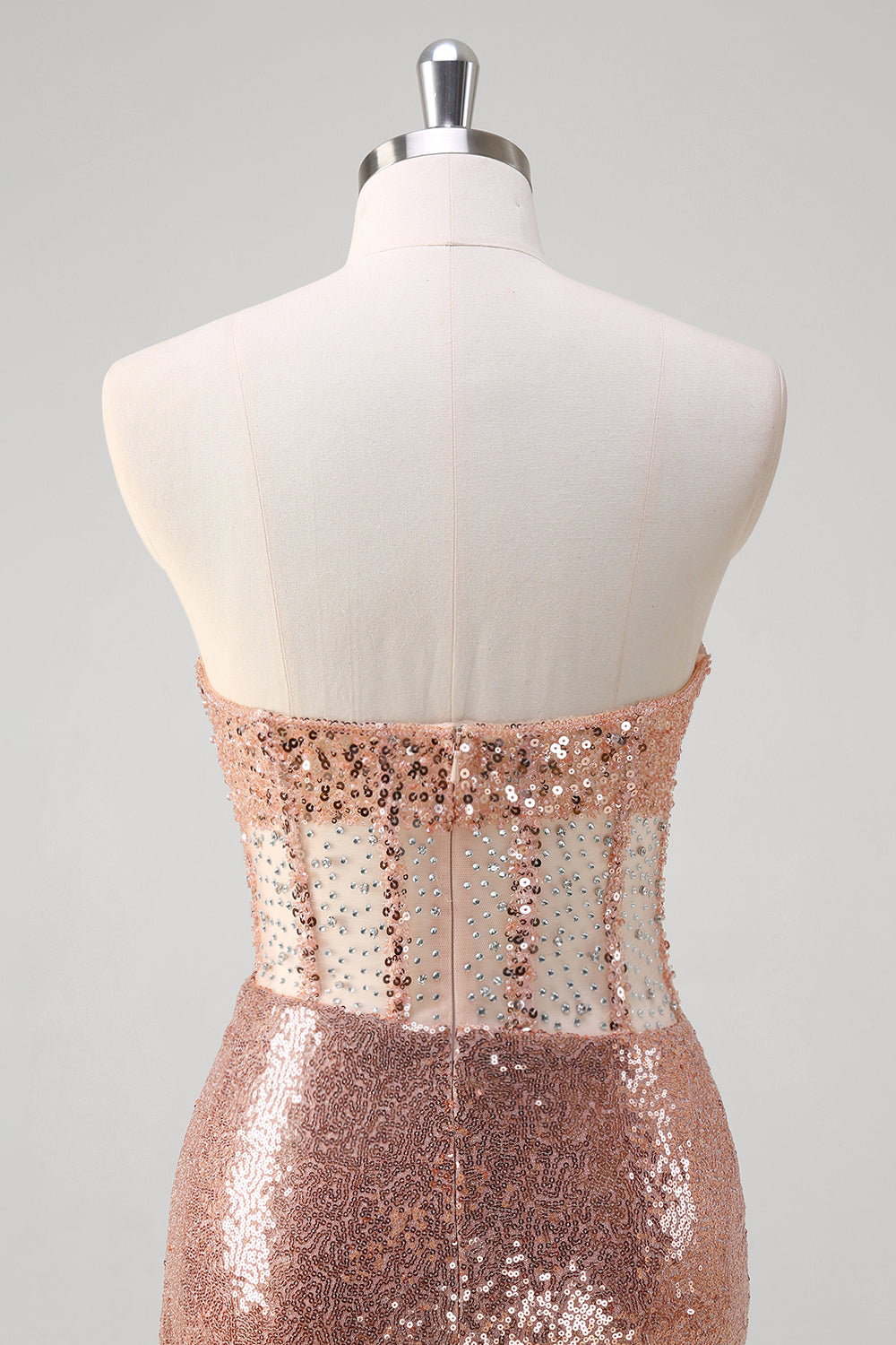 Wedtrend Women Sparkly Rose Golden Long Prom Dress With Sequins Slit Mermaid Strapless Ruched Corset Beaded Party Dress WEDTREND Wedtrend Women Sparkly Rose Golden Long Prom Dress With Sequins Slit Mermaid Strapless Ruched Corset Beaded Party Dress WEDTREND