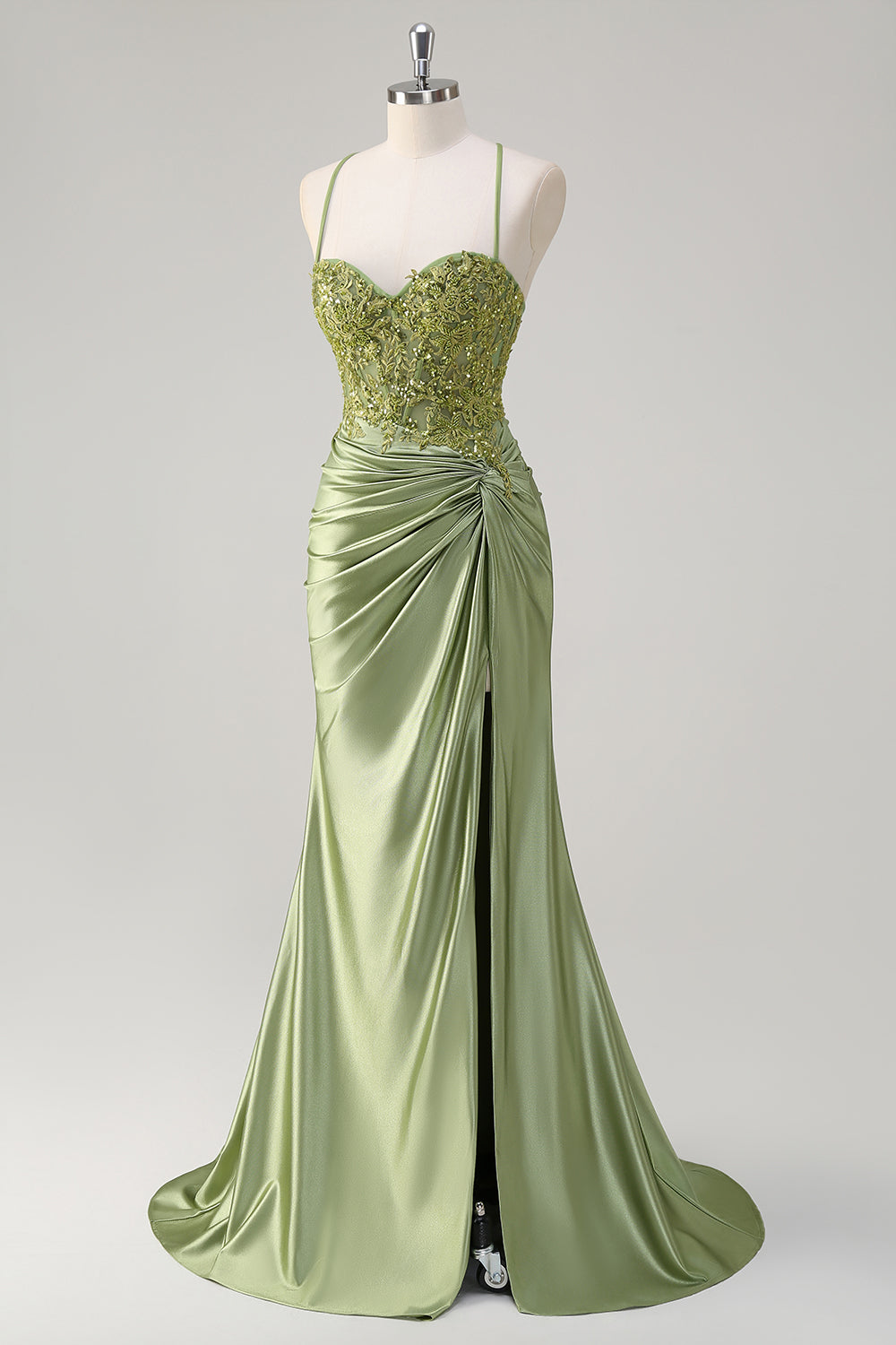 Wedtrend Women Stylish Royal Blue Long Prom Dress with Slit Mermaid Spaghetti Straps Pleated Appliqued Formal Dress, Army Green / US16W Wedtrend Women Stylish Royal Blue Long Prom Dress with Slit Mermaid Spaghetti Straps Pleated Appliqued Formal Dress, Army Green / US16W