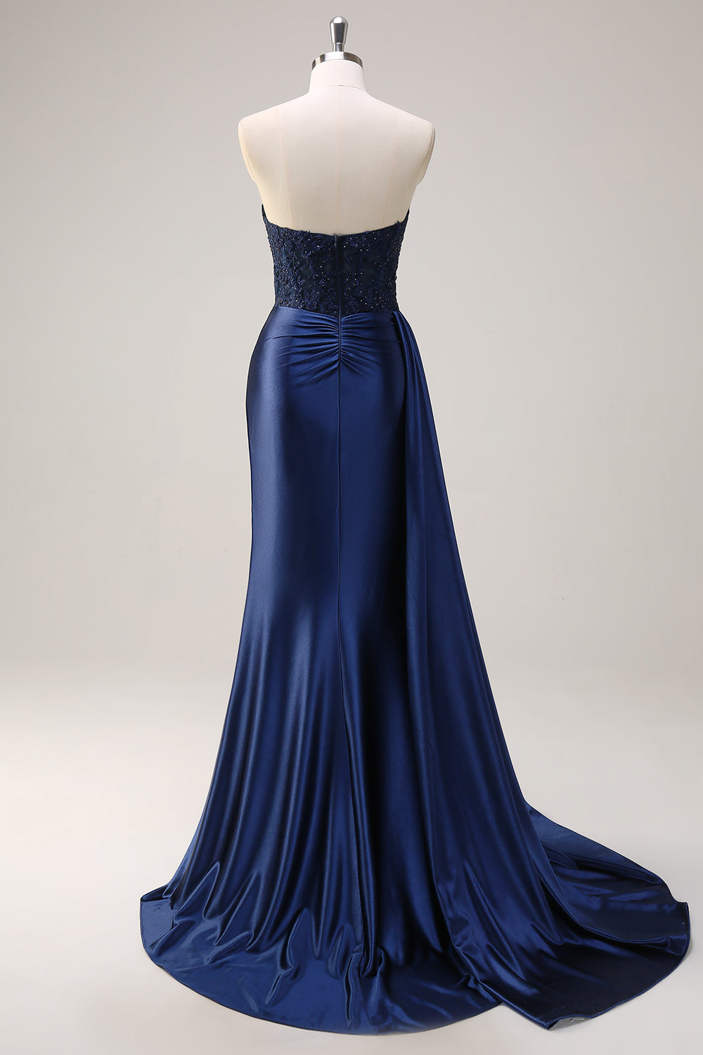 Wedtrend Women Navy Corset Beaded Prom Dress with Slit Mermaid Sweetheart Side Streamer Ruched Formal Dress WEDTREND Wedtrend Women Navy Corset Beaded Prom Dress with Slit Mermaid Sweetheart Side Streamer Ruched Formal Dress WEDTREND