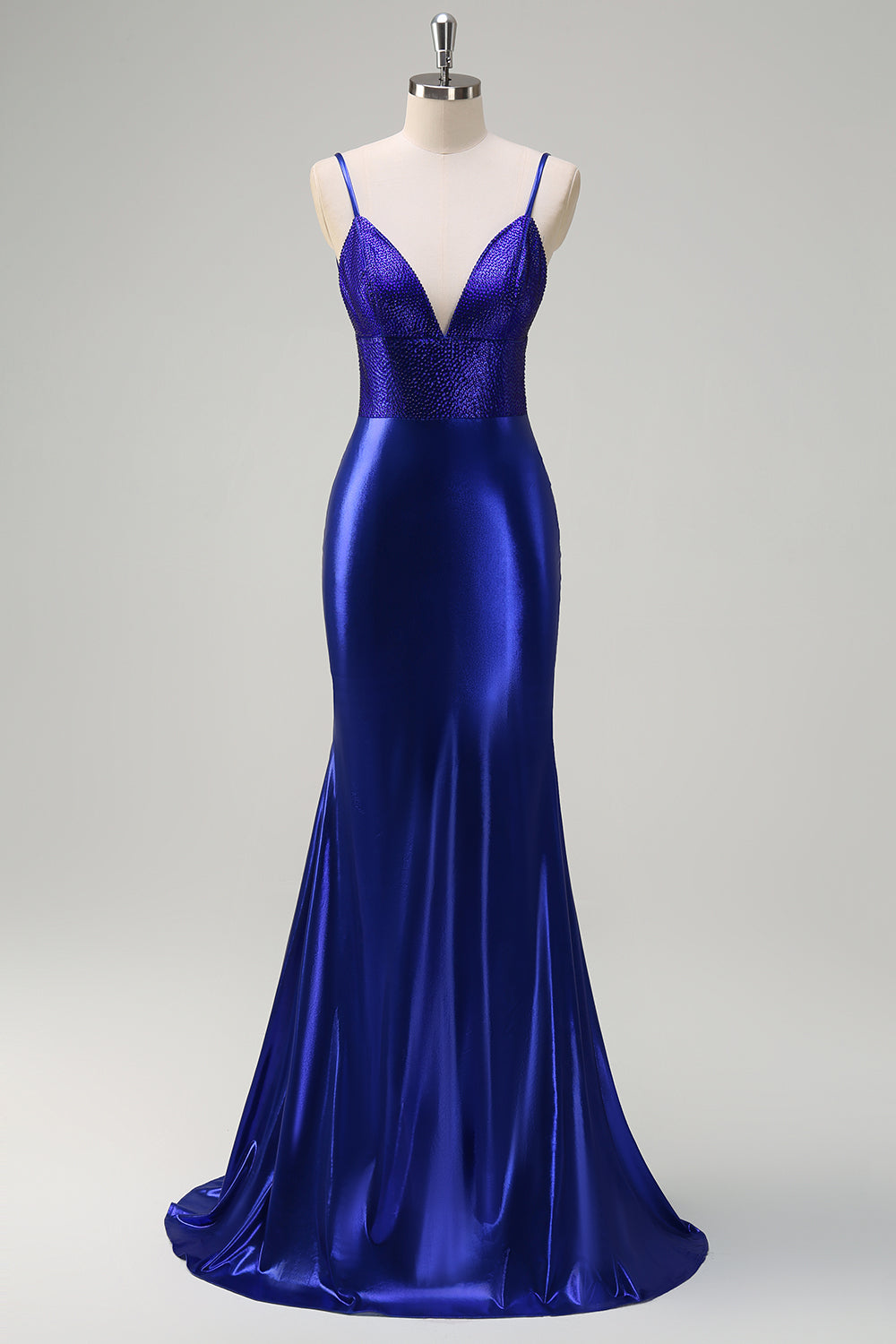 WEDTREND Women Sparkly Royal Blue Beaded Prom Dress With Open Back Mermaid V-Neck Beaded Long Party Dress WEDTREND Women Sparkly Royal Blue Beaded Prom Dress With Open Back Mermaid V-Neck Beaded Long Party Dress