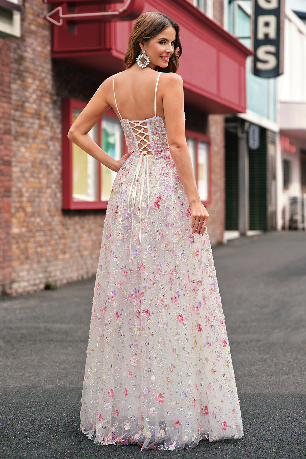 WEDTREND Women Sparkly Floral Pink Sequin Long Prom Dress with Lace-up Back A Line Spaghetti Straps Corset Applique Wedding Dress WEDTREND Women Sparkly Floral Pink Sequin Long Prom Dress with Lace-up Back A Line Spaghetti Straps Corset Applique Wedding Dress