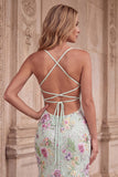 Sparkly Pink Mermaid V Neck Sequins Long Prom Dress with Lace Up Back