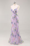 Sparkly Pink Mermaid V Neck Sequins Long Prom Dress with Lace Up Back