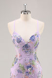 Sparkly Pink Mermaid V Neck Sequins Long Prom Dress with Lace Up Back