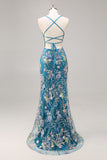 Sparkly Pink Mermaid V Neck Sequins Long Prom Dress with Lace Up Back