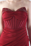 Sparkly Dark Green Strapless Beaded Corset Long Prom Dress with Slit