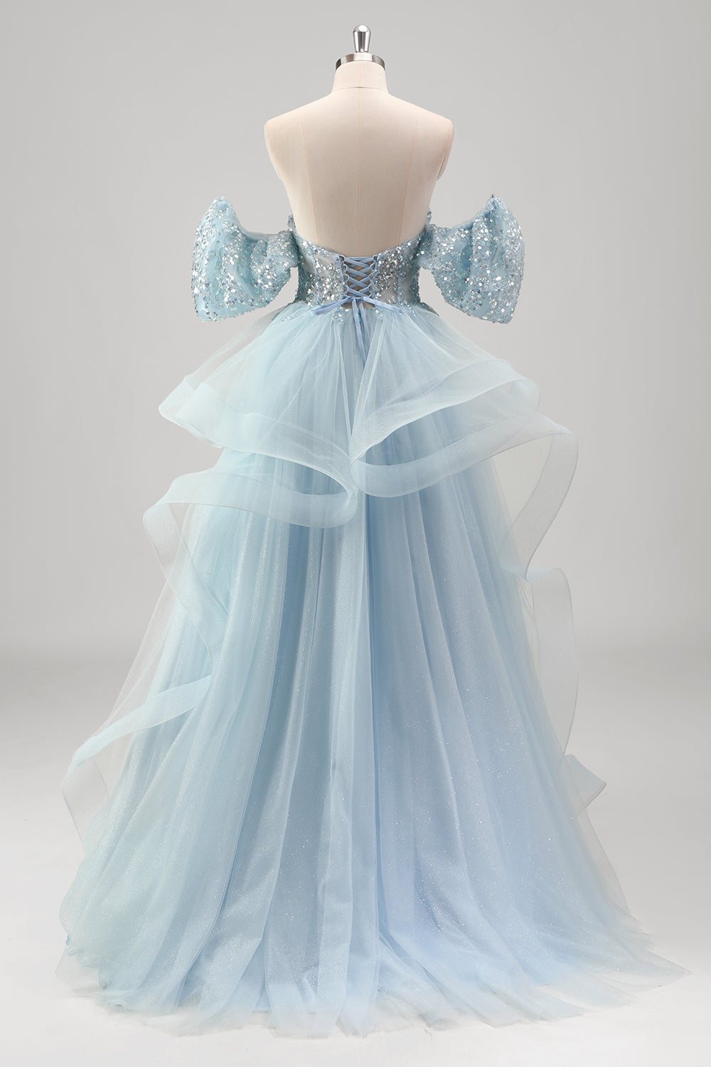 Wedtrend Women Sparkly Blue Long Prom Dress A Line Removable Sleeves Spiral Ruffles Corset Sequins Pleated Strapless Formal Dress WEDTREND Wedtrend Women Sparkly Blue Long Prom Dress A Line Removable Sleeves Spiral Ruffles Corset Sequins Pleated Strapless Formal Dress WEDTREND