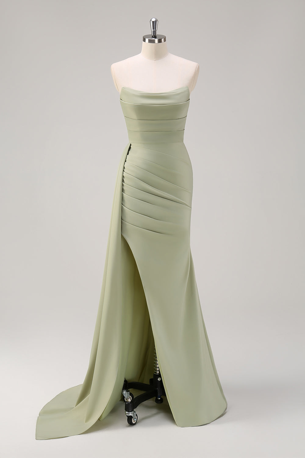 bridesmaid dress with overskirt Strapless Bow-waist Satin Column Bridesmaid Dress With Overskirt In Poppy Red