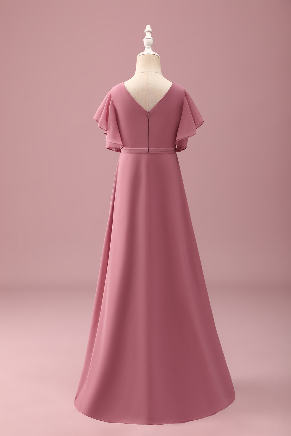 Wedtrend Women Desert Rose Junior Bridesmaid Dress V-Neck Chiffon Ruffled Batwing Sleeves A Line Wedding Guest Dress WEDTREND Wedtrend Women Desert Rose Junior Bridesmaid Dress V-Neck Chiffon Ruffled Batwing Sleeves A Line Wedding Guest Dress WEDTREND