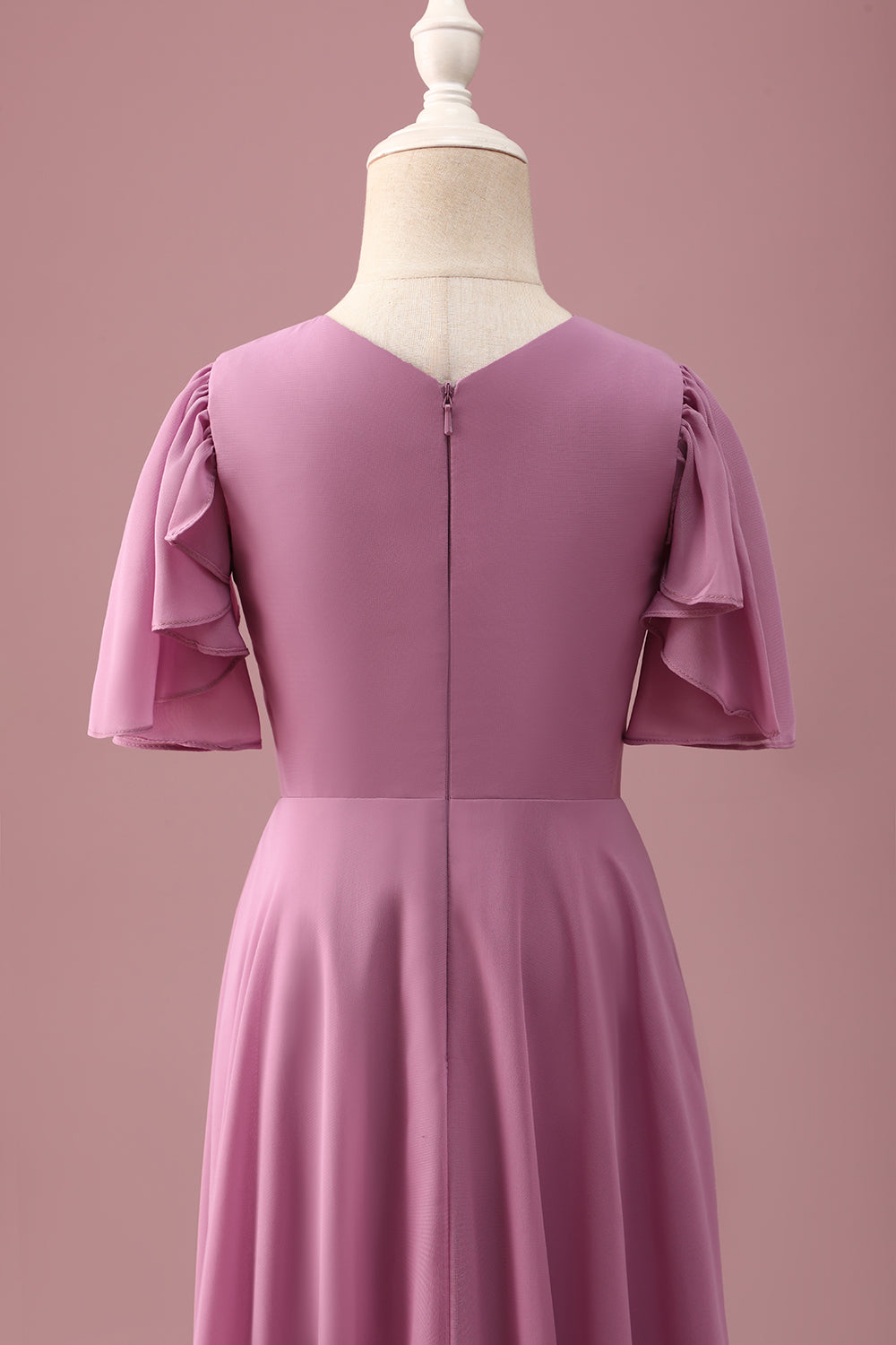 Wedtrend Women Vintage Mauve Junior Bridesmaid Dress With Short Sleeves A Line Ruched Chiffon Wedding Guest Dress WEDTREND Wedtrend Women Vintage Mauve Junior Bridesmaid Dress With Short Sleeves A Line Ruched Chiffon Wedding Guest Dress WEDTREND