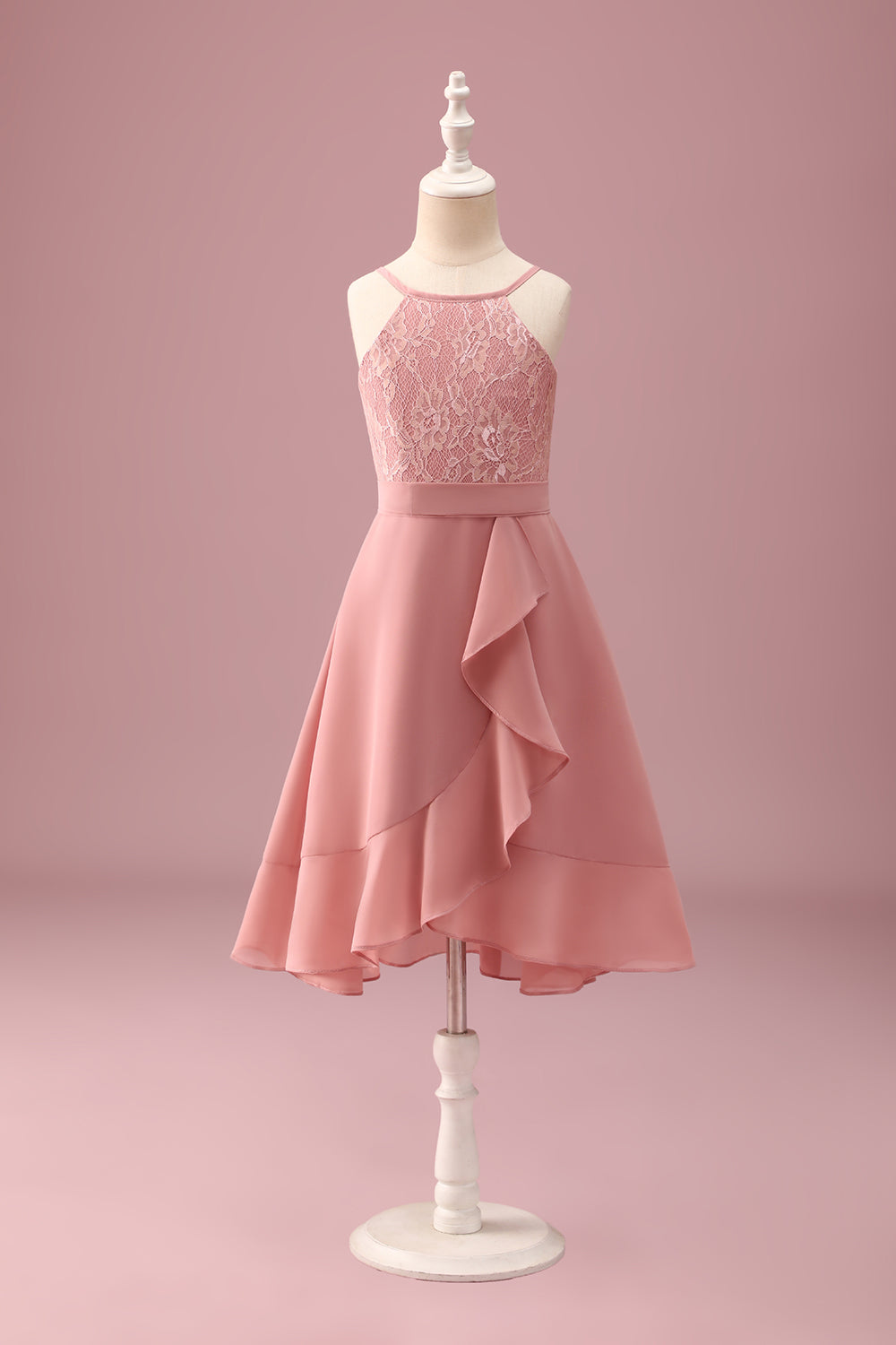 Wedtrend Women Blush Halter Neck A-Line Chiffon Junior Bridesmaid Dress with Ruffles WEDTREND Wedtrend Women Blush Halter Neck A-Line Chiffon Junior Bridesmaid Dress with Ruffles WEDTREND