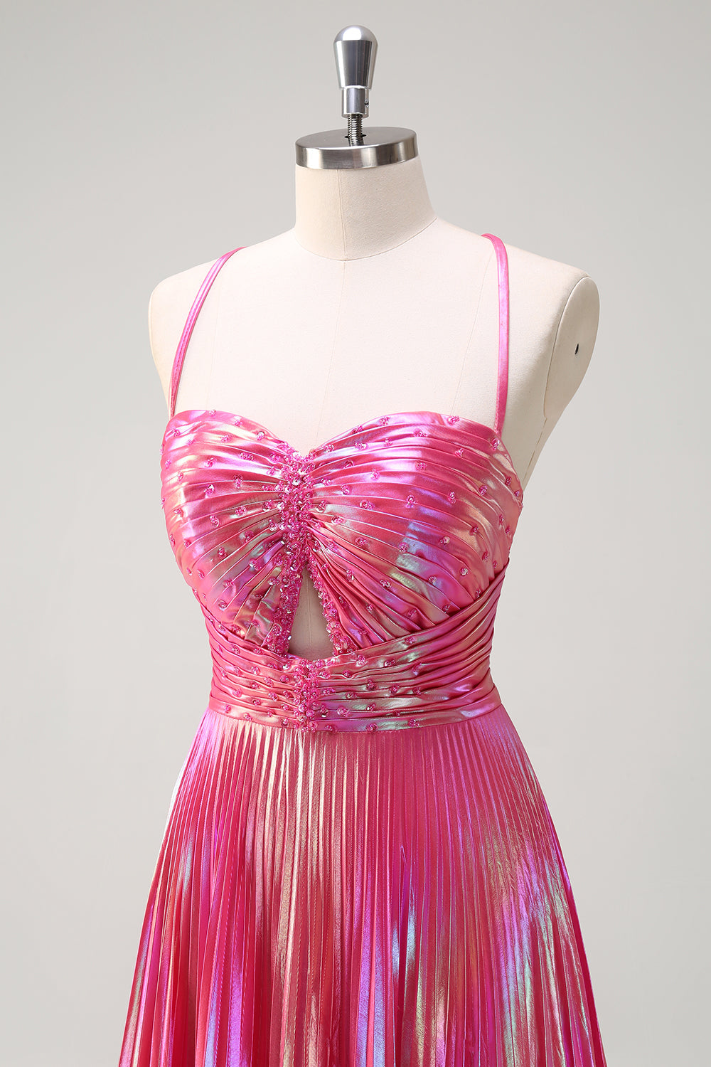 Wedtrend Women Fuchsia Metallic Long Prom Dress with Slit A-Line Spaghetti Straps Pleated Evening Party Dress with Lace Up Back WEDTREND Wedtrend Women Fuchsia Metallic Long Prom Dress with Slit A-Line Spaghetti Straps Pleated Evening Party Dress with Lace Up Back WEDTREND