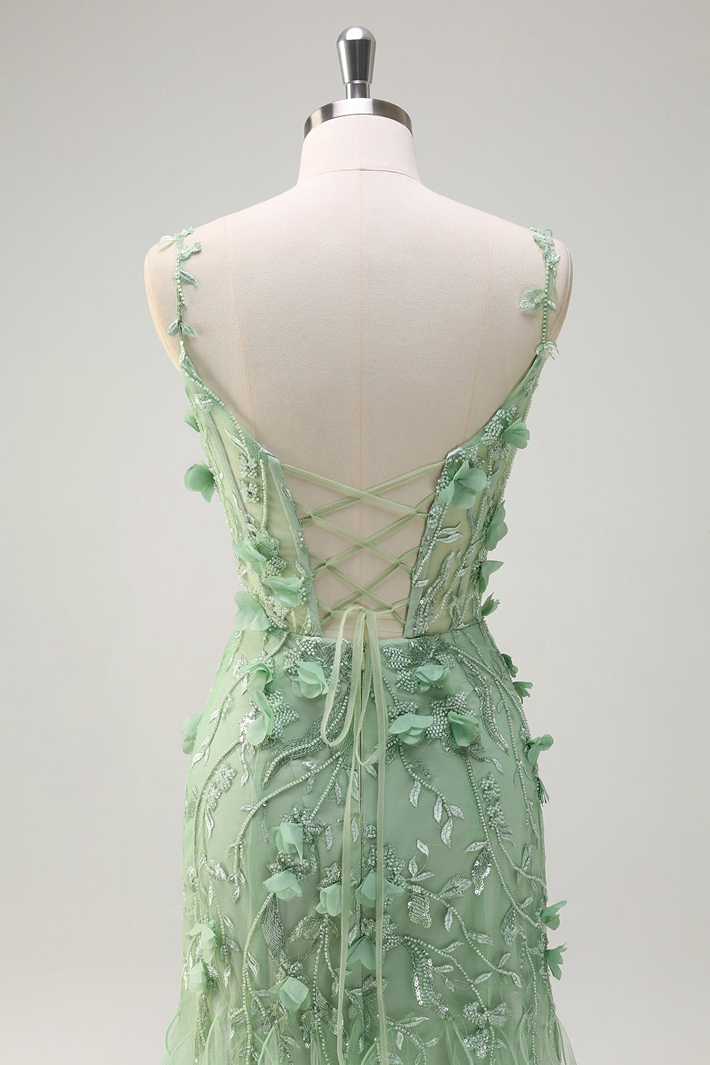 Wedtrend Women Green Prom Dress with 3D Flowers Mermaid Spaghetti Straps Lace Up Back Wedding Party Dress WEDTREND Wedtrend Women Green Prom Dress with 3D Flowers Mermaid Spaghetti Straps Lace Up Back Wedding Party Dress WEDTREND