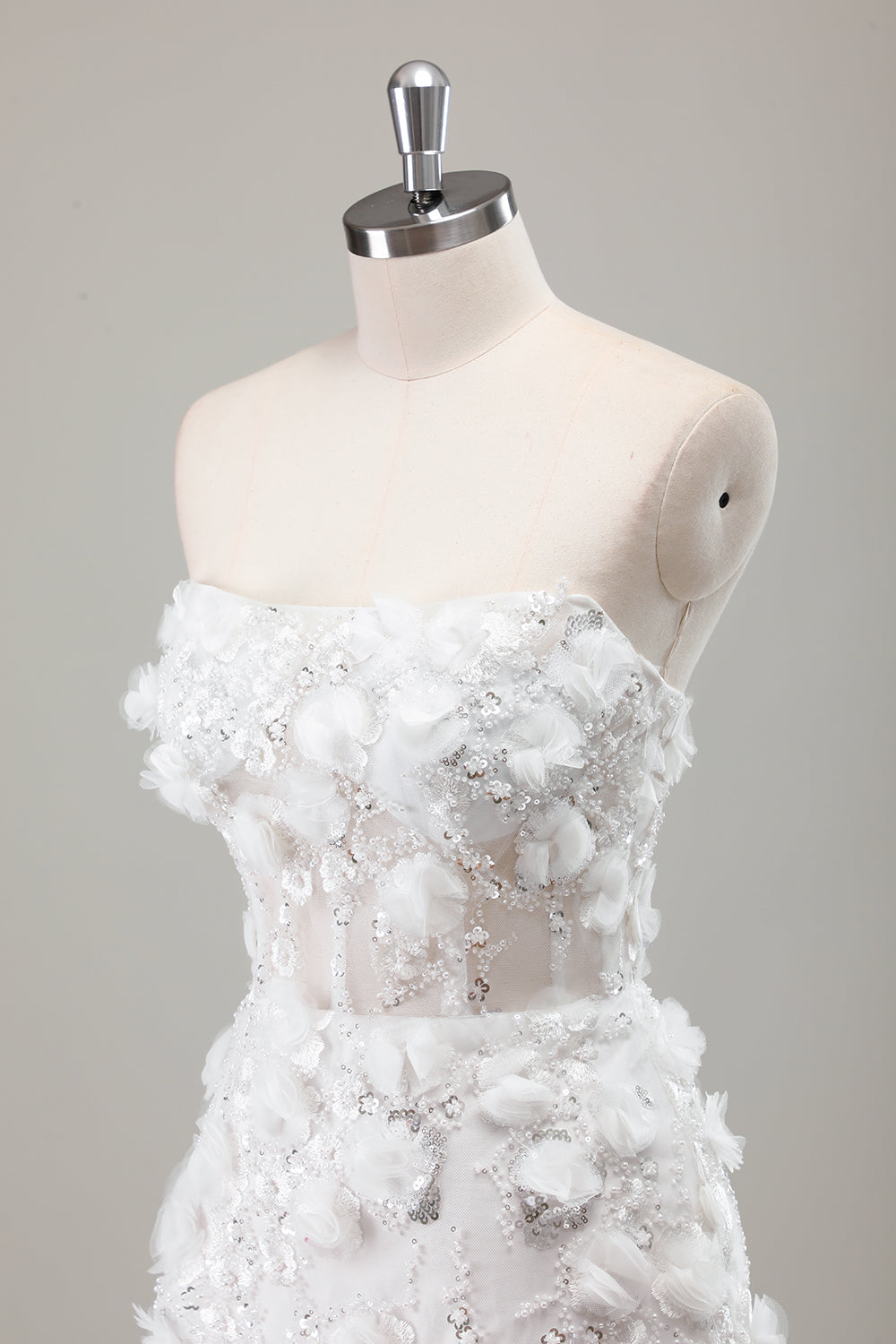 Wedtrend Women Sparkly Ivory Tight Wedding Dress with Appliques Strapless Beaded Short Bridal Dress WEDTREND Wedtrend Women Sparkly Ivory Tight Wedding Dress with Appliques Strapless Beaded Short Bridal Dress WEDTREND