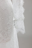 Romantic Ivory A Line Lace Mermaid Wedding Dress with Slit
