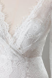 Romantic Ivory A Line Lace Mermaid Wedding Dress with Slit