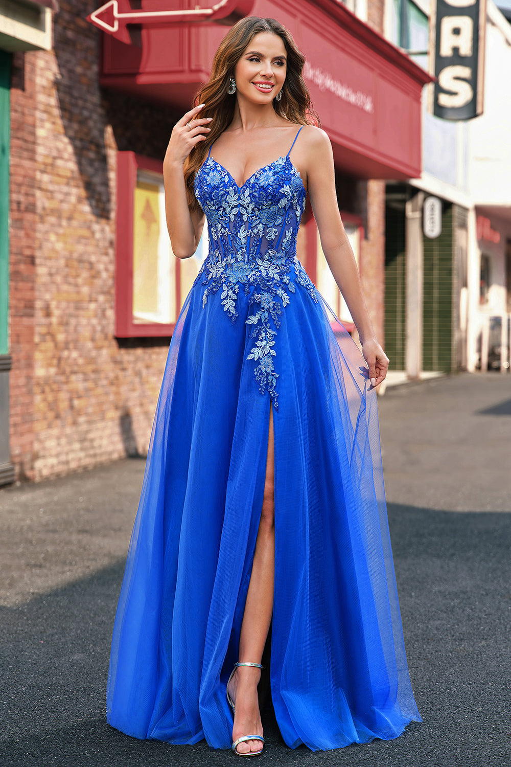 Wedtrend Women Royal Blue Long Prom Dress with Slit A-Line Spaghetti Straps Tulle Corset Beaded Formal Dress with Appliques WEDTREND Wedtrend Women Royal Blue Long Prom Dress with Slit A-Line Spaghetti Straps Tulle Corset Beaded Formal Dress with Appliques WEDTREND