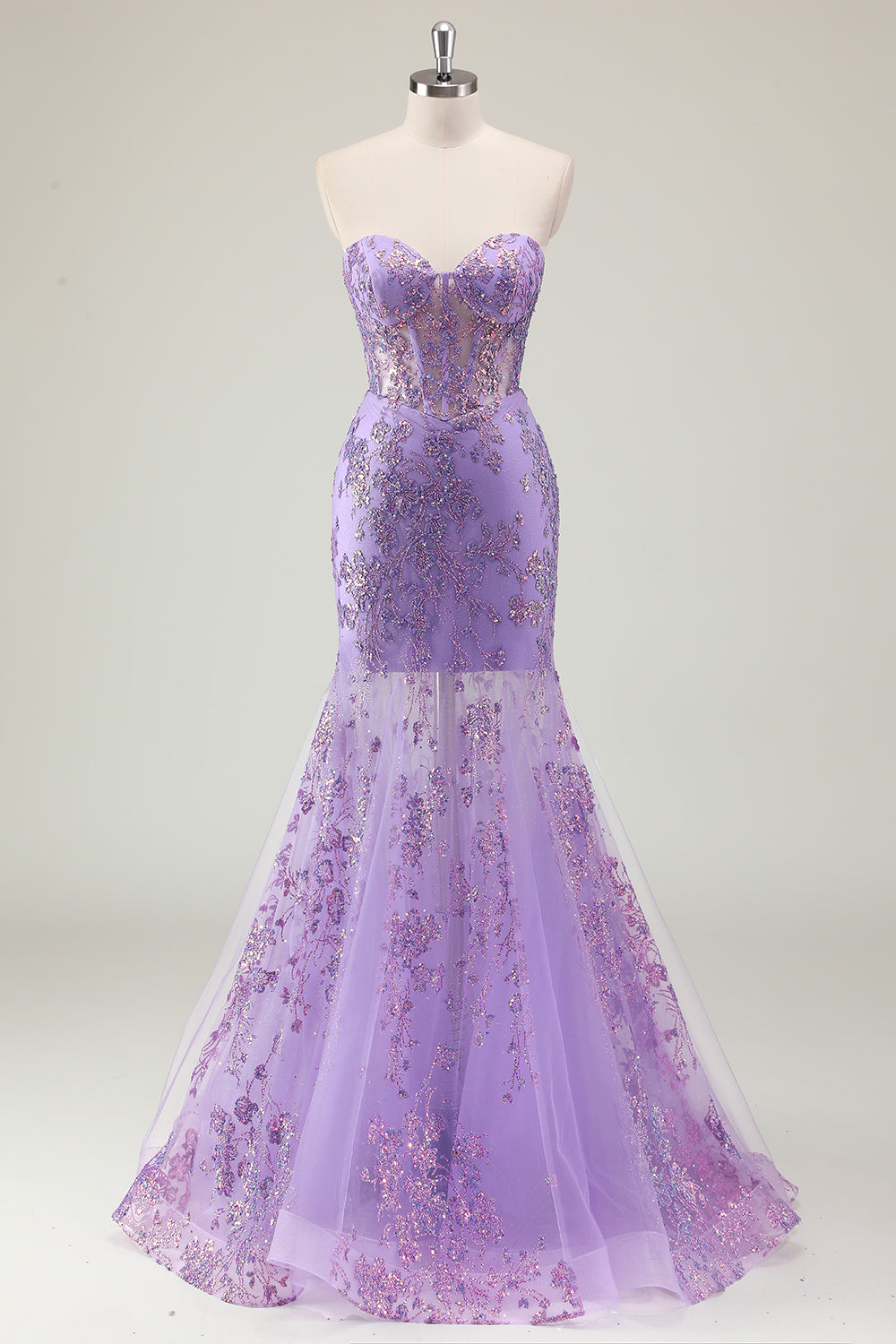 WEDTREND Women Glitter Purple Sequin Prom Dress with Appliques Sweetheart Mermaid Corset Long Party Dress WEDTREND Women Glitter Purple Sequin Prom Dress with Appliques Sweetheart Mermaid Corset Long Party Dress