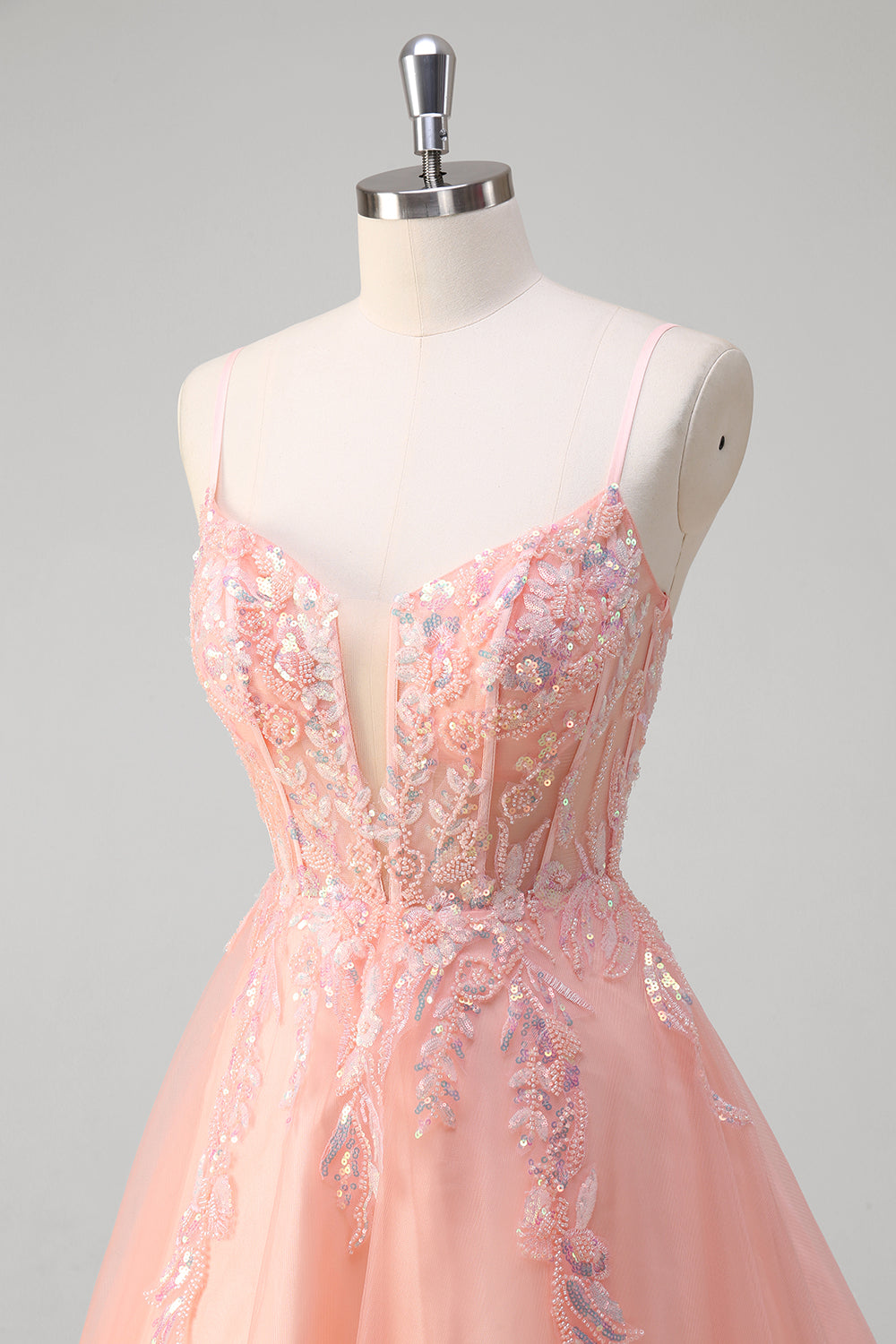 peach formal dress under $150 Wedtrend Women Sparkly Peach A-Line Long Prom Dress Spaghetti Straps Beaded Sequin Floral Corset Tulle Evening Dress – WEDTREND