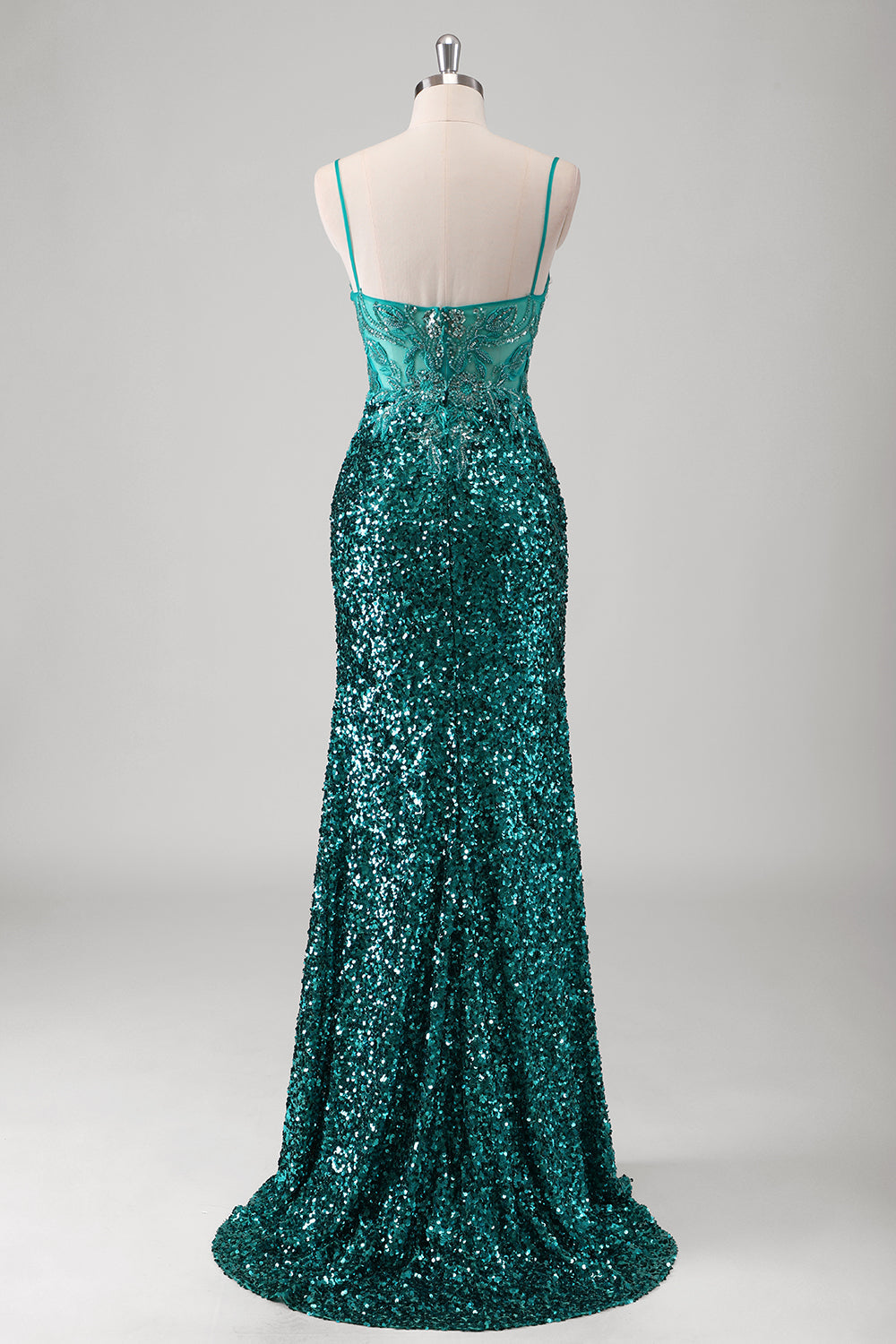 ZAPAKA Women Glitter Prom Dress With Slit Peacock Green Mermaid Spaghetti Straps Sequin Long Formal Dress WEDTREND ZAPAKA Women Glitter Prom Dress With Slit Peacock Green Mermaid Spaghetti Straps Sequin Long Formal Dress WEDTREND