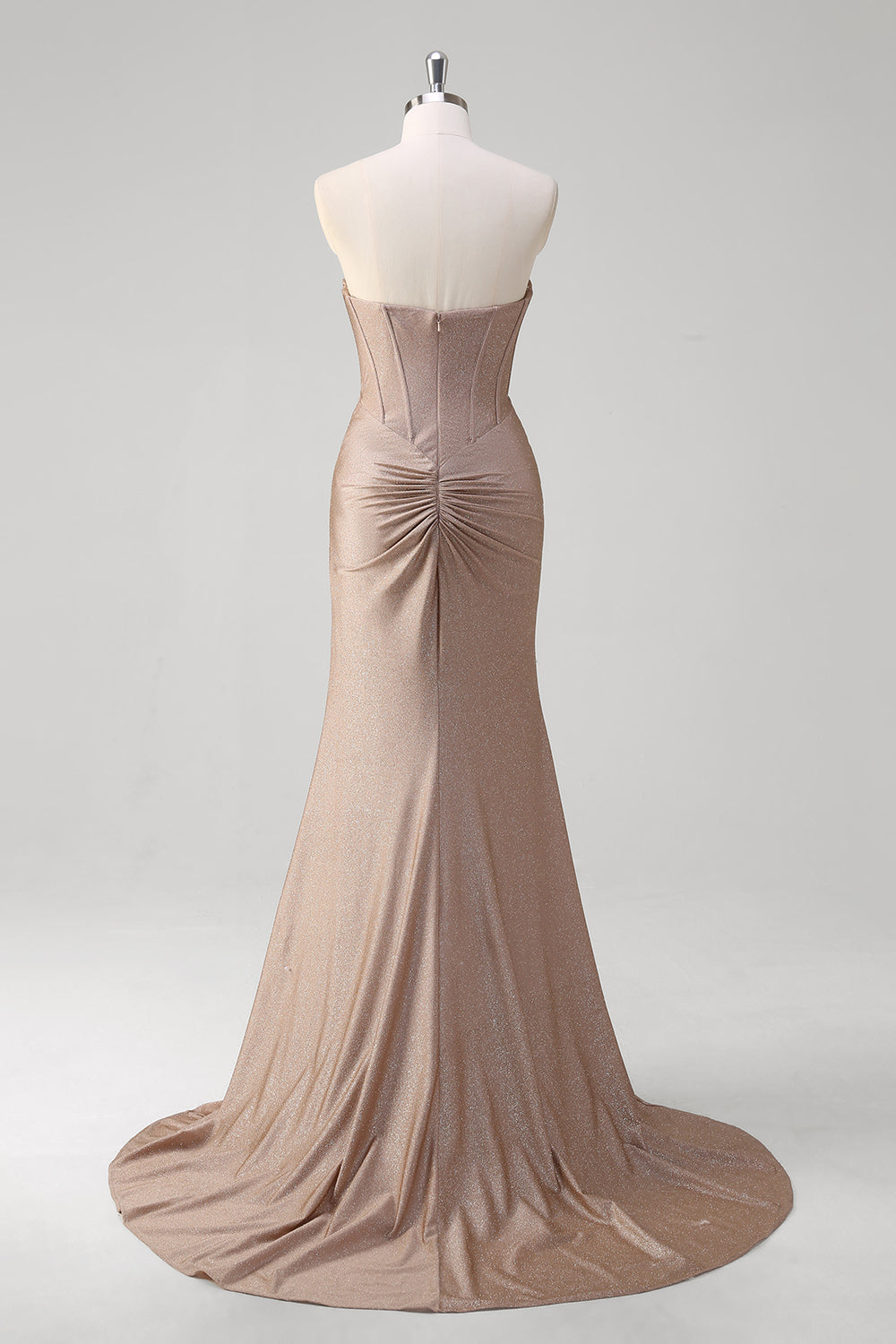 Wedtrend Women Khaki Strapless Long Prom Dress Mermaid Corset Pleated Open Back Party Dress WEDTREND Wedtrend Women Khaki Strapless Long Prom Dress Mermaid Corset Pleated Open Back Party Dress WEDTREND
