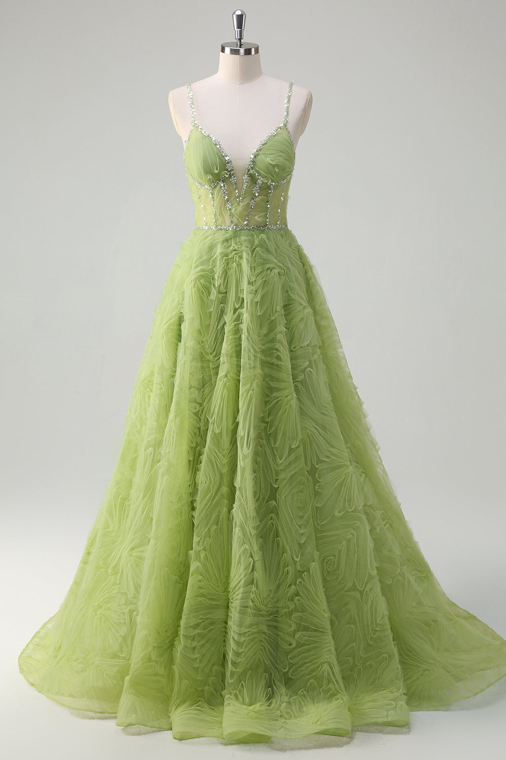 WEDTREND Women Sparkly Green Princess Long Prom Dress Ruched Spaghetti Straps Sequins Evening Dress with Open Back WEDTREND Women Sparkly Green Princess Long Prom Dress Ruched Spaghetti Straps Sequins Evening Dress with Open Back