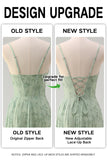 Dusty Sage Sheath Spaghetti Straps Pleated Long Plus Size Bridesmaid Dress with Slit