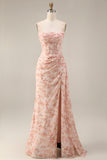 Dusty Sage Sheath Spaghetti Straps Pleated Long Bridesmaid Dress with Slit