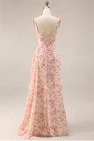 Dusty Sage Sheath Spaghetti Straps Pleated Long Bridesmaid Dress with Slit