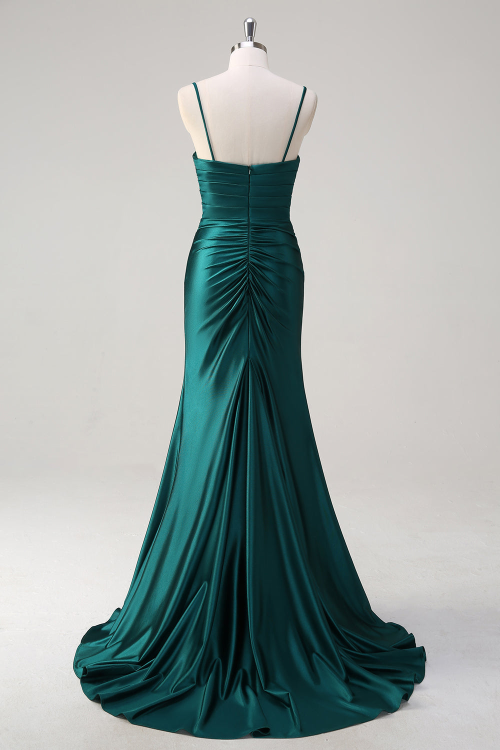 Wedtrend Women Dark Green Long Prom Dress with Slit Mermaid Spaghetti Straps Ruched Beaded Formal Dress, Dark Green / US12 Wedtrend Women Dark Green Long Prom Dress with Slit Mermaid Spaghetti Straps Ruched Beaded Formal Dress, Dark Green / US12