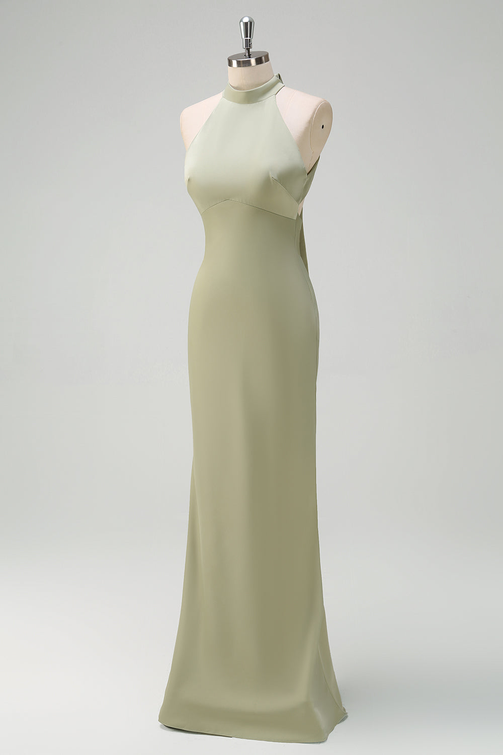 WEDTREND Women Elegant Sage Bridesmaid Dress Mermaid High Neck Satin Open Back Floor Length Wedding Guest Dress WEDTREND Women Elegant Sage Bridesmaid Dress Mermaid High Neck Satin Open Back Floor Length Wedding Guest Dress