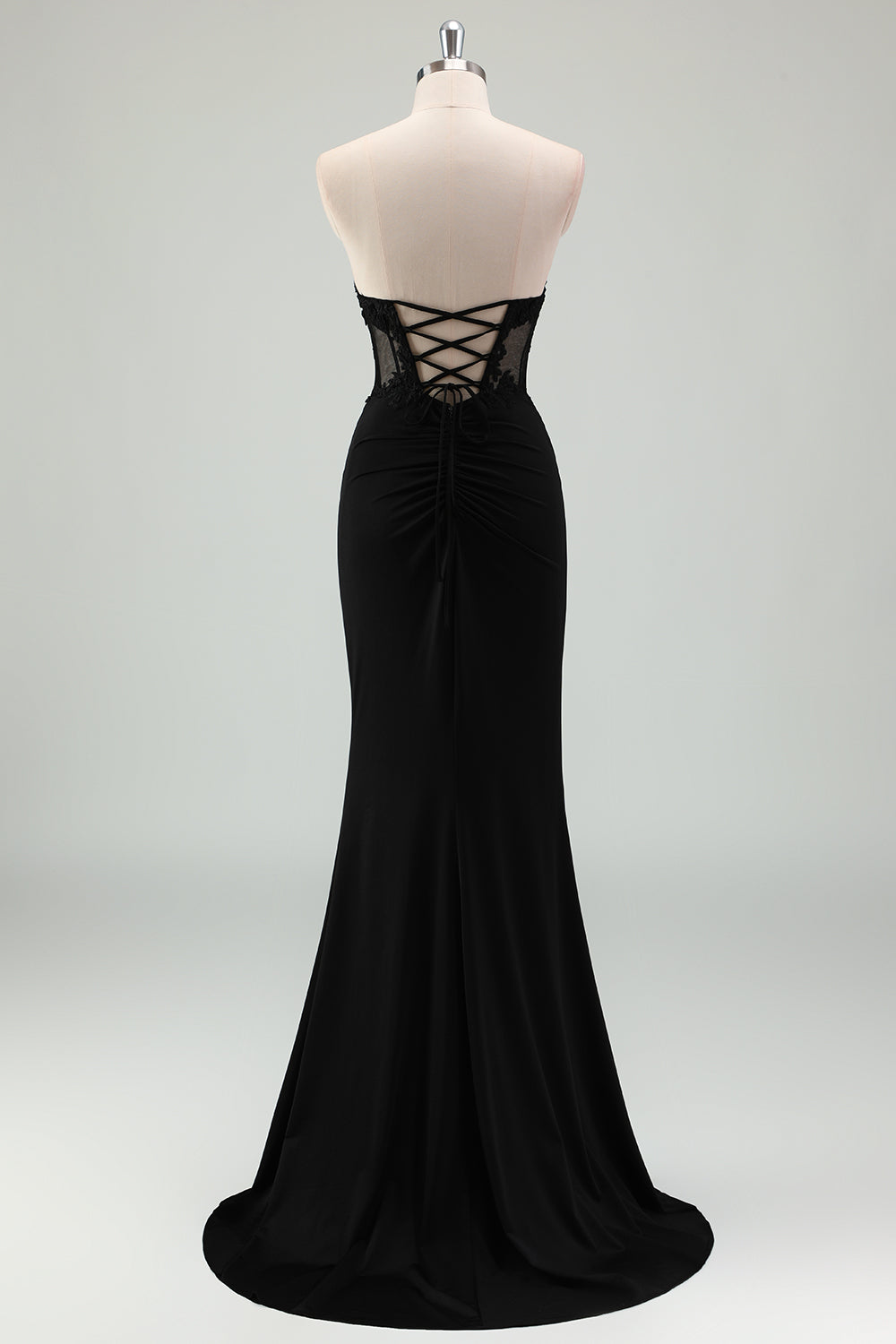 Wedtrend Women Sparkly Black Mermaid Prom Dress with Slit Corset Strapless Long Pleated Formal Dress, Black / US24W Wedtrend Women Sparkly Black Mermaid Prom Dress with Slit Corset Strapless Long Pleated Formal Dress, Black / US24W