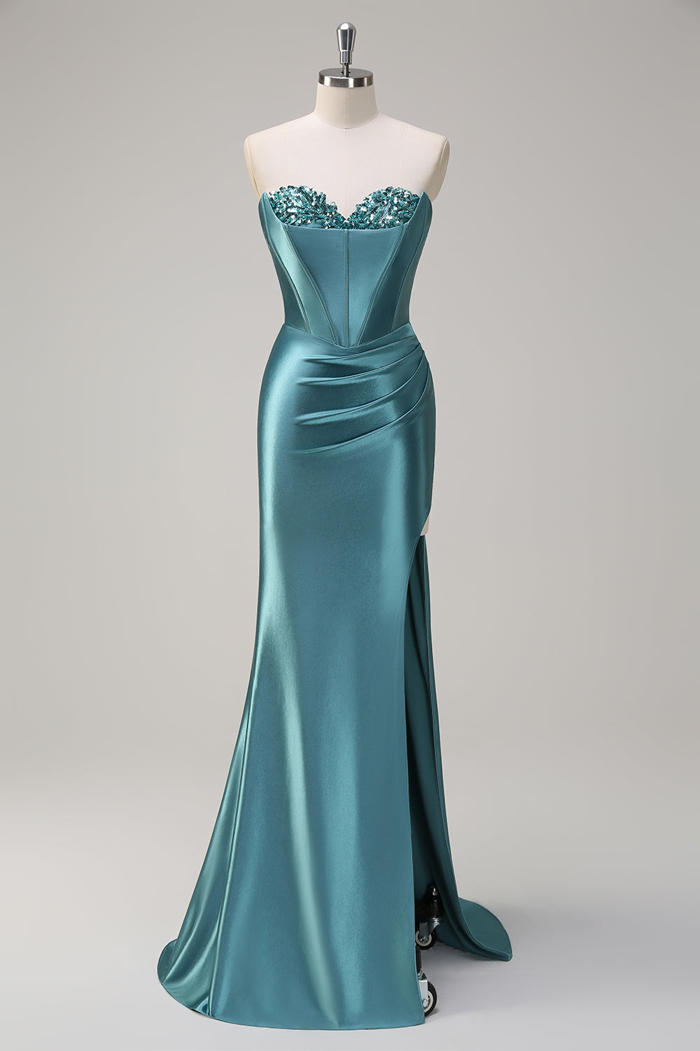 blue strapless corset prom dress SHERRI HILL - 56161 - STRAPLESS CORSET GOWN