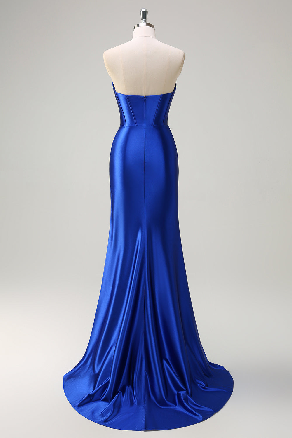 WEDTREND Women Royal Blue Strapless Prom Dress with Slit Pleated Mermaid Corset Long Formal Dress WEDTREND Women Royal Blue Strapless Prom Dress with Slit Pleated Mermaid Corset Long Formal Dress