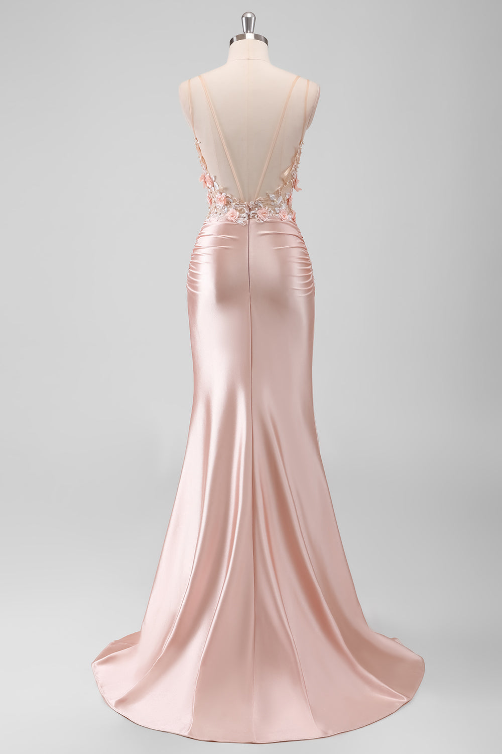 Wedtrend Women Peach Floral Beaded Prom Dress with Slit Mermaid 3D Flowers Sheer Corset Long Open Back Formal Dress WEDTREND Wedtrend Women Peach Floral Beaded Prom Dress with Slit Mermaid 3D Flowers Sheer Corset Long Open Back Formal Dress WEDTREND