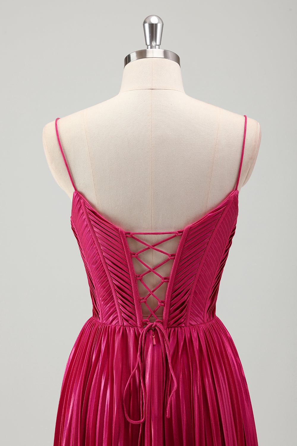 Wedtrend Women Fuchsia Prom Dress with Slit A Line Spaghetti Straps Corset Pleated Long Formal Dress with Lace Up Back, Fuchsia / US6 Wedtrend Women Fuchsia Prom Dress with Slit A Line Spaghetti Straps Corset Pleated Long Formal Dress with Lace Up Back, Fuchsia / US6