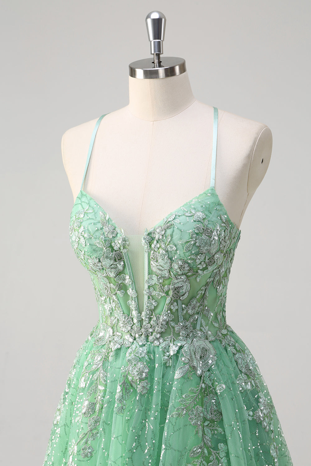 WEDTREND Women Light Green Prom Dress with Slit A Line Lace Up Back Corset Sparkly Sequin Long Evening Party Dress WEDTREND Women Light Green Prom Dress with Slit A Line Lace Up Back Corset Sparkly Sequin Long Evening Party Dress