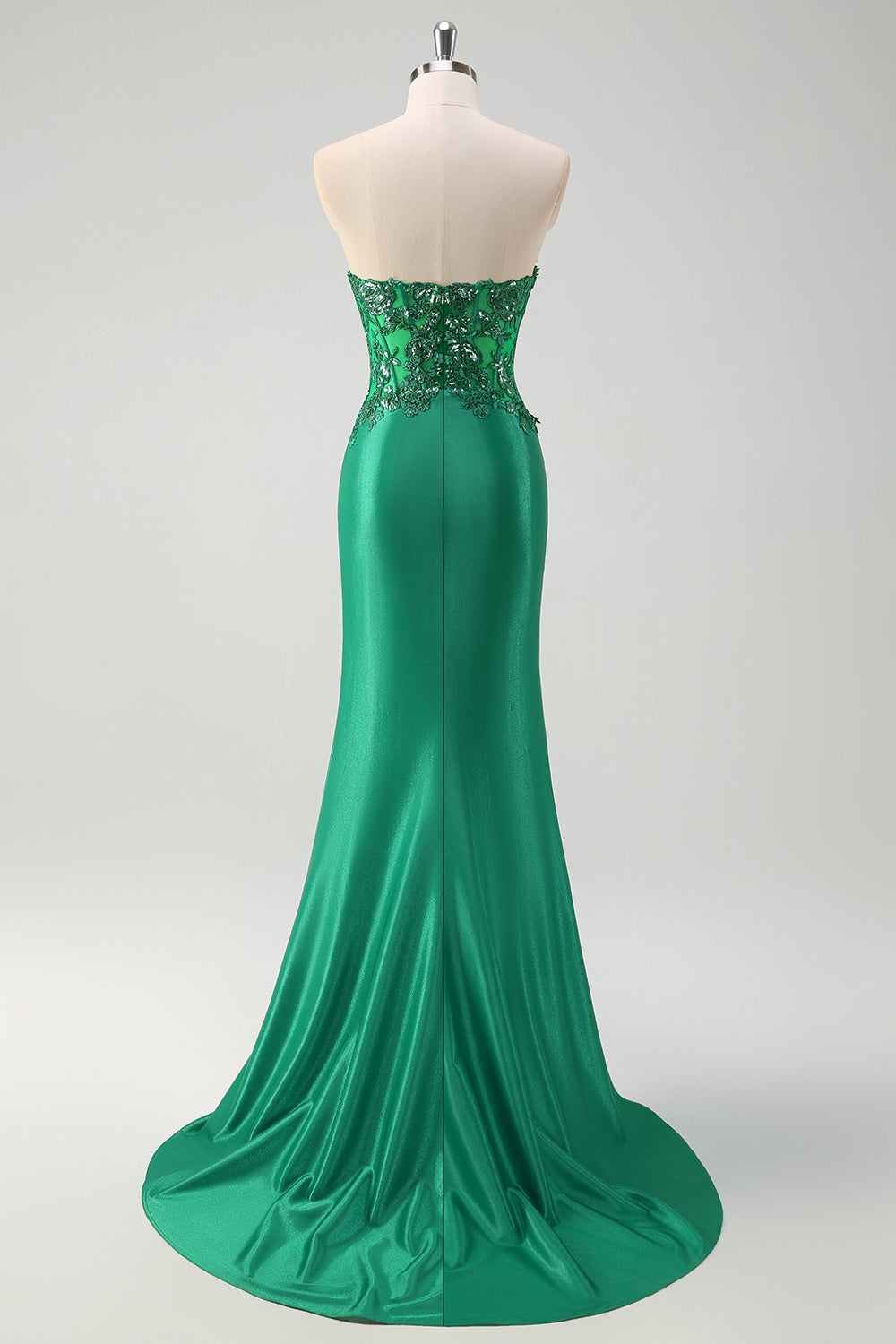 WEDTREND Women Green Long Prom Dress with Slit Mermaid Strapless Corset Sparkly Sequin Formal Dress WEDTREND Women Green Long Prom Dress with Slit Mermaid Strapless Corset Sparkly Sequin Formal Dress