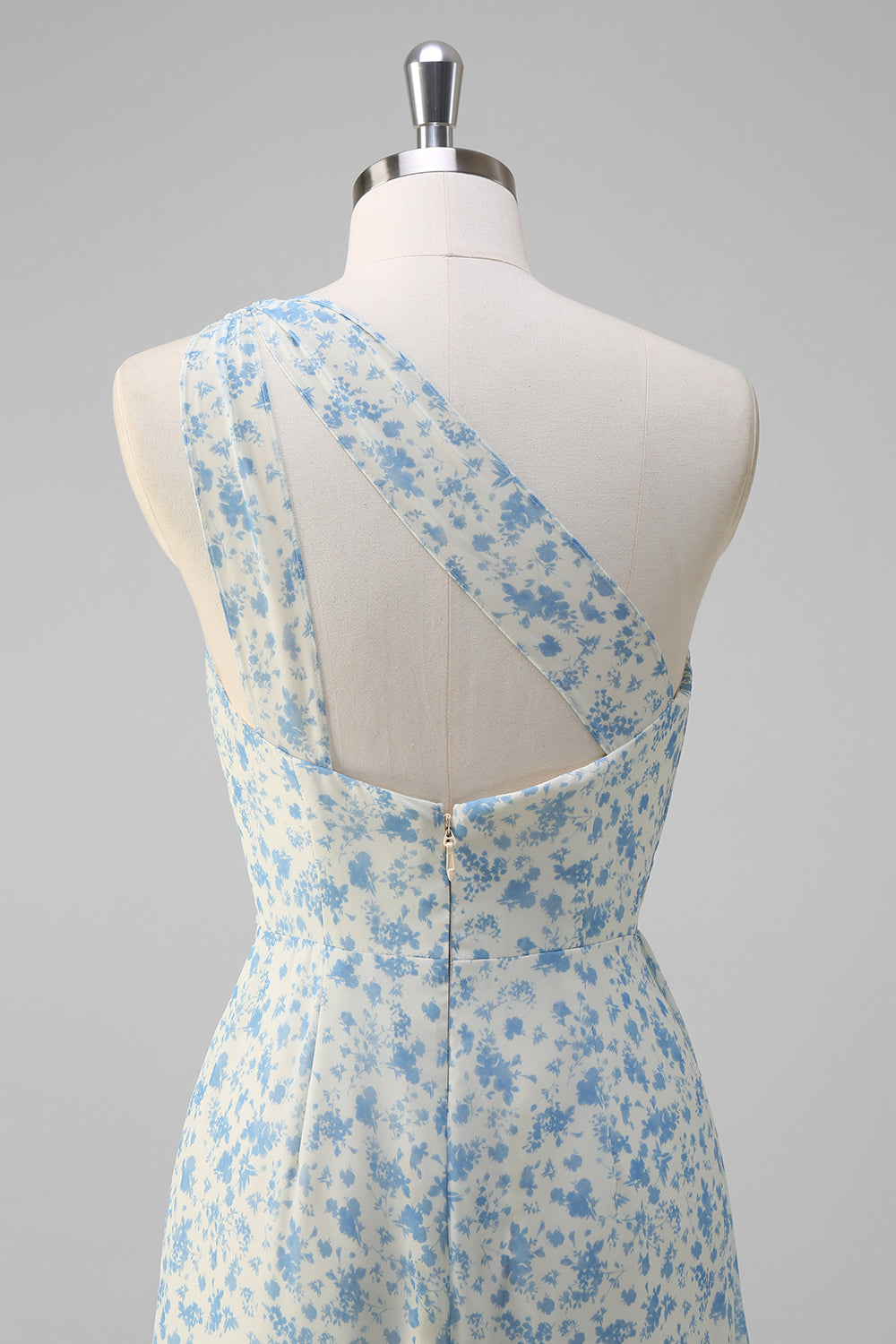 Wedtrend Women White Blue Flower Cut Out Print Bridesmaid Dress with Slit Sheath One Shoulder Wedding Party Dress WEDTREND Wedtrend Women White Blue Flower Cut Out Print Bridesmaid Dress with Slit Sheath One Shoulder Wedding Party Dress WEDTREND