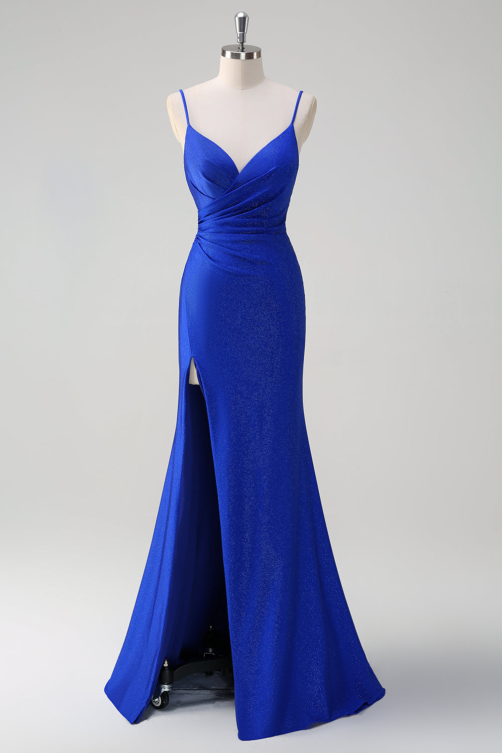 WEDTREND Women Sparkly Royal Blue Long Prom Dress With High Slit Mermaid Spaghetti Straps Ruched Evening Party Dress WEDTREND Women Sparkly Royal Blue Long Prom Dress With High Slit Mermaid Spaghetti Straps Ruched Evening Party Dress