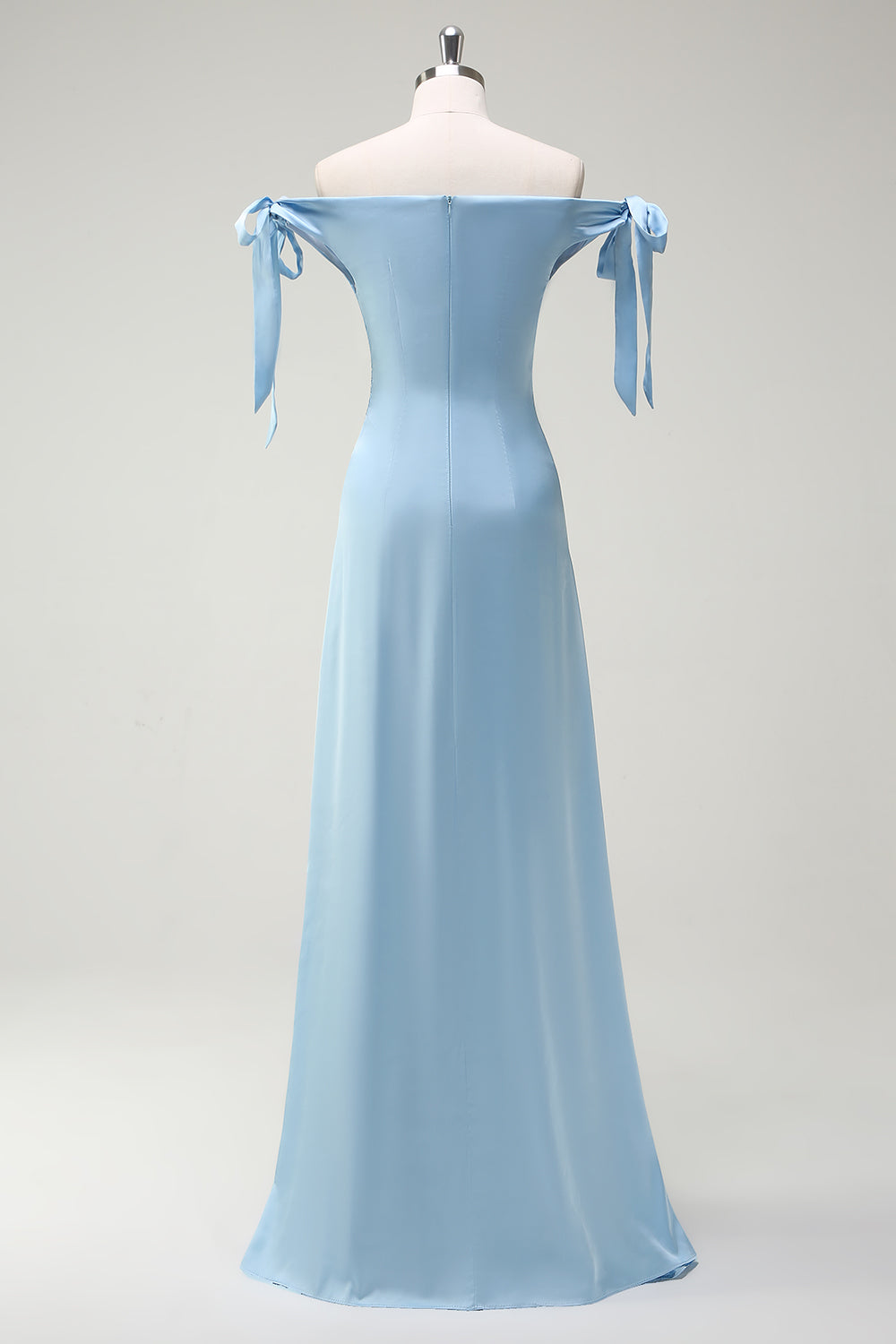 blue bow bridesmaid dress TFNC Bridesmaids chiffon maxi dress with satin bow detail in dusty blue