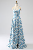 Eucalyptus A-Line Spaghetti Straps Pleated Chiffon Bridesmaid Dress With Slit