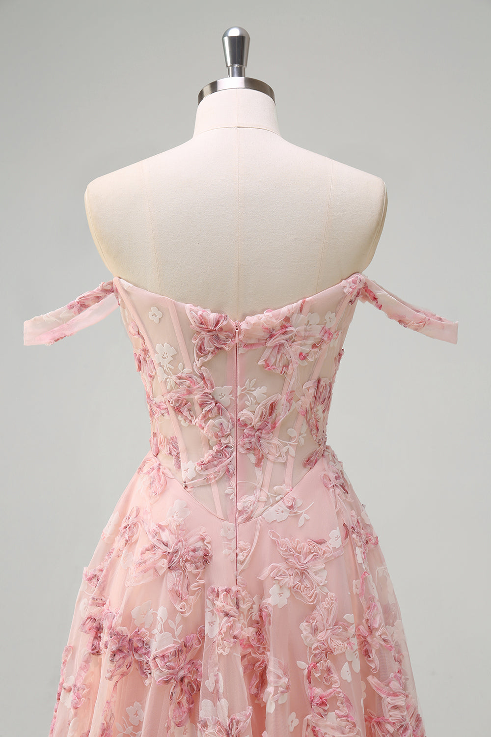 WEDTREND Women Princess Maxi Prom Dress with Slit Off The Shoulder Pink Floral Corset Wedding Party Dress WEDTREND Women Princess Maxi Prom Dress with Slit Off The Shoulder Pink Floral Corset Wedding Party Dress