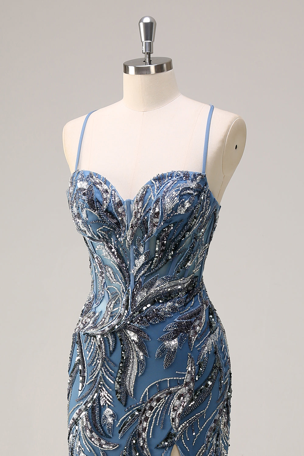 prom dresses twilight 2024 Decadent Sequin-Infused Dress XS / Blue line Ball Gown Neckline WEDTREND Women Sparkly Sage Sequin