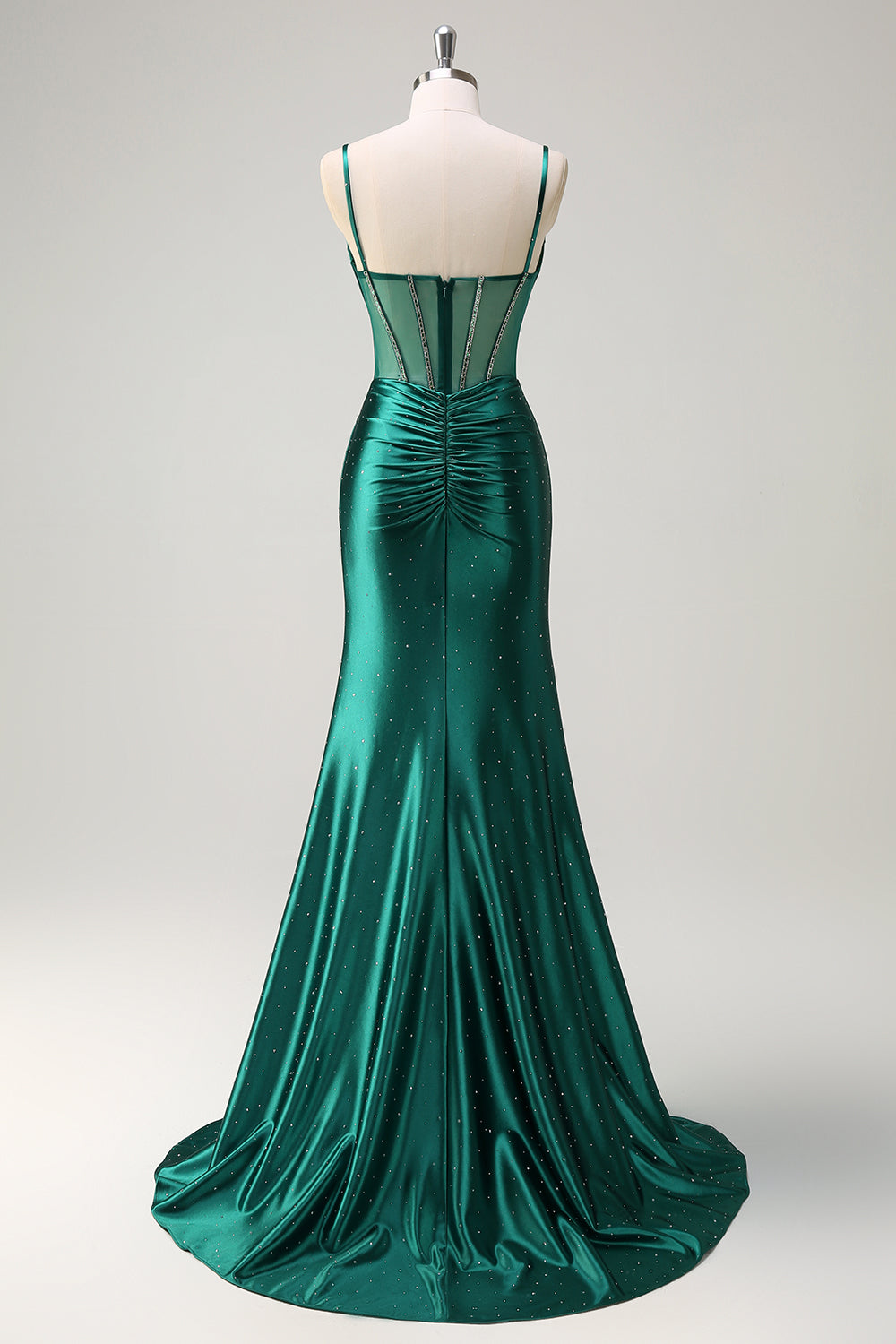 Wedtrend Women Sparkly Dark Green Long Beaded Prom Dress with Slit Mermaid Spaghetti Straps Corset Formal Dress, Dark Green / US20W Wedtrend Women Sparkly Dark Green Long Beaded Prom Dress with Slit Mermaid Spaghetti Straps Corset Formal Dress, Dark Green / US20W