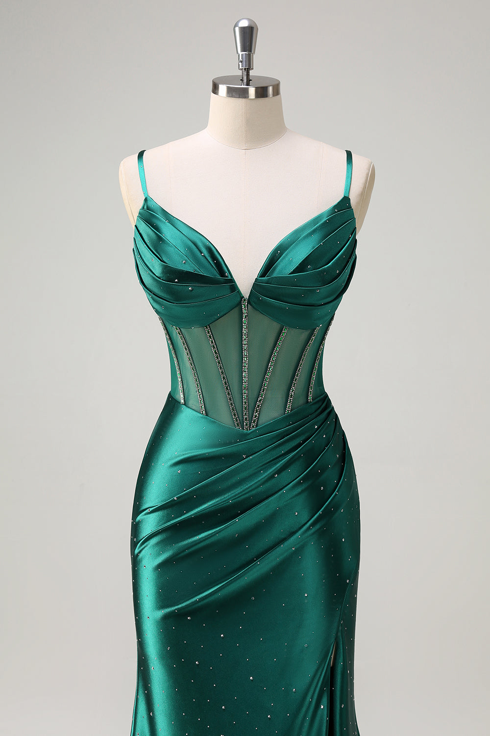 Wedtrend Women Sparkly Dark Green Long Beaded Prom Dress with Slit Mermaid Spaghetti Straps Corset Formal Dress WEDTREND Wedtrend Women Sparkly Dark Green Long Beaded Prom Dress with Slit Mermaid Spaghetti Straps Corset Formal Dress WEDTREND